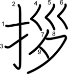kanji stroke order for 拶
