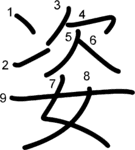 kanji stroke order for 姿