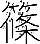kanji stroke order for 篠