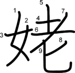 kanji stroke order for 姥