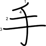kanji stroke order for 手