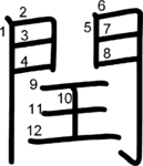 kanji stroke order for 閏