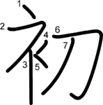 kanji stroke order for 初