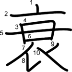 kanji stroke order for 衰