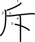 kanji stroke order for 斥
