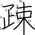 kanji stroke order for 疎