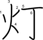 kanji stroke order for 灯