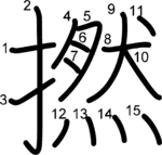 kanji stroke order for 撚