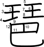 kanji stroke order for 琶