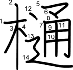 kanji stroke order for 樋