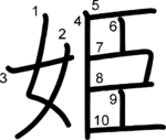 kanji stroke order for 姫
