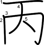 kanji stroke order for 丙