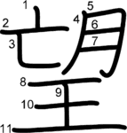 kanji stroke order for 望