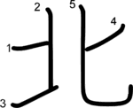 kanji stroke order for 北