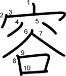 kanji stroke order for 容