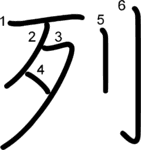 kanji stroke order for 列