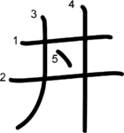 kanji stroke order for 丼