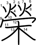 kanji stroke order for 榮