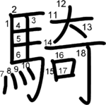 kanji stroke order for 騎