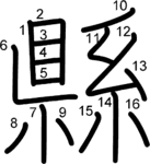 kanji stroke order for 縣