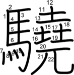 kanji stroke order for 驍