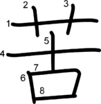 kanji stroke order for 苦