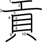 kanji stroke order for 貢