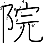 kanji stroke order for 院